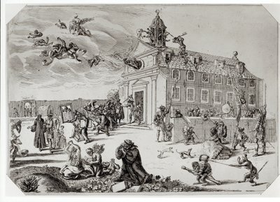 Fire at the Temple of Charenton by French School